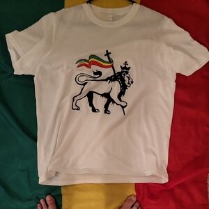 White Graphic Tee with Lion Design